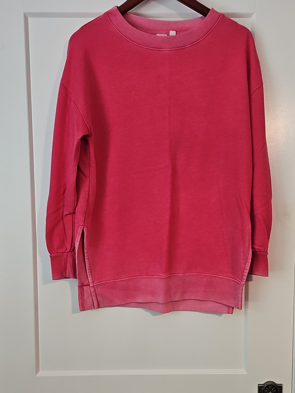 Old Navy Bright Pink Crewneck Pullover, Spit Sides Sweatshirt